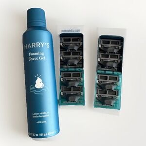 Harry's Men's 8 Razor Blade Refill Cartridges & 1 Foaming Shave Gel Skincare New